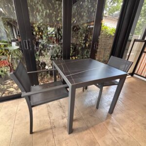 Outdoor marble mining table with chairs